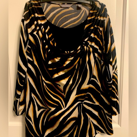 Women’s Large Animal Print Blouse, sparkly gold tones, Preloved in EUC - Picture 1 of 1